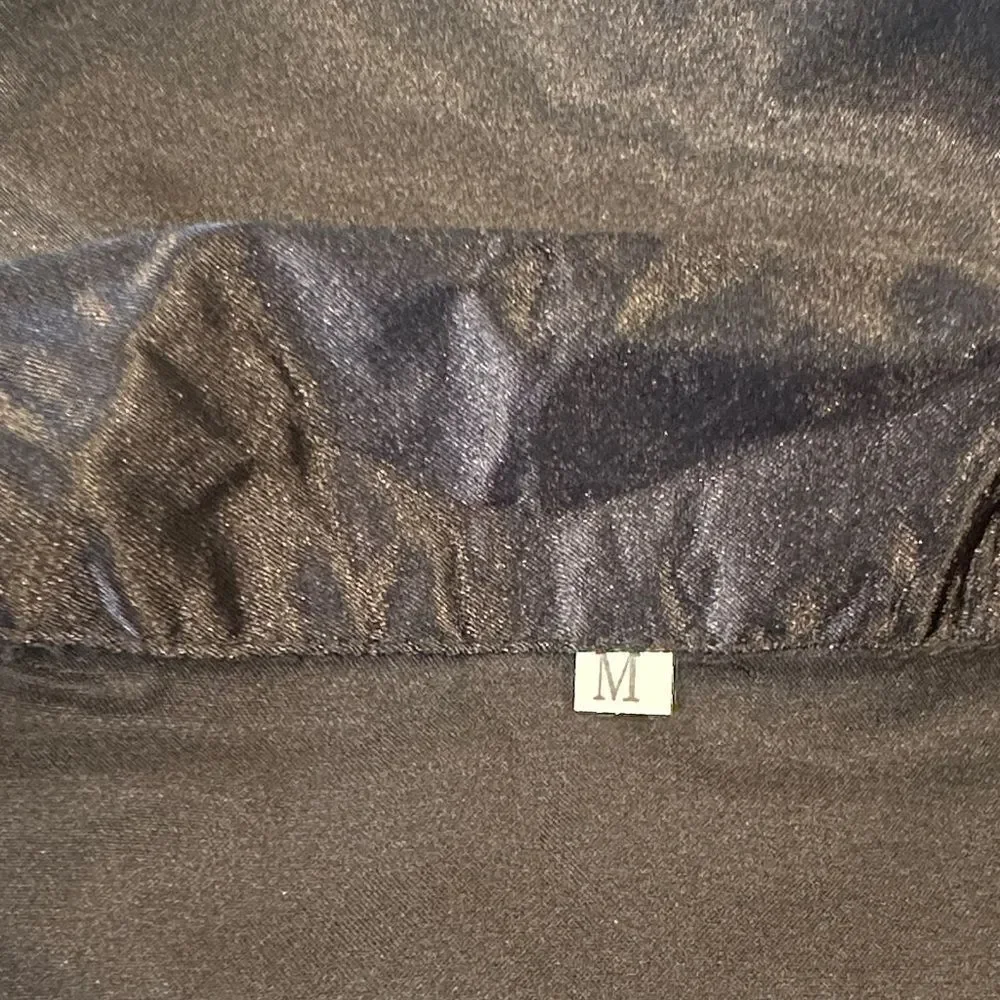 Black Satin Pajama Set Sz Med NWOT
